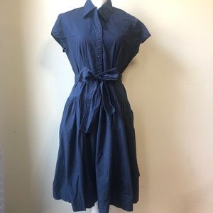 Norma Kamali Navy Belted Dress